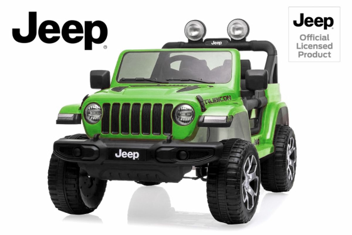Jeep Wrangler Rubicon barnebil 12V 4x4 med LED og BT