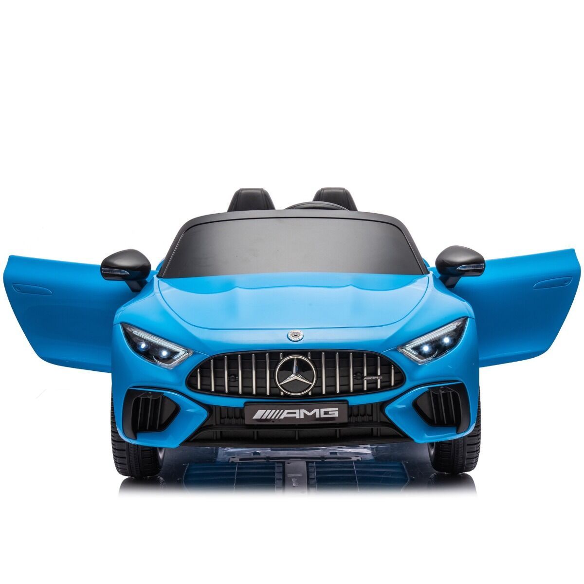 Mercedes SL63 AMG med gummihjul og skinnseter - blå